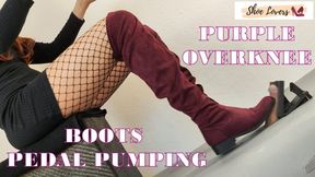 Purple suede overknee boots pedal pumping cumshot 1080