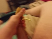Jerking off with a banana peel for the first time