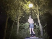 Cam crest does a sexy pole dance outside