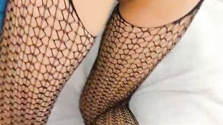 Slim College chick inside FISHNET wants to be BONED ROUGH