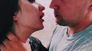 Close-up kisses with my beloved wife