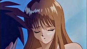 Busty anime teen screams as she drips