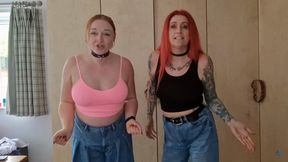 Two Angry Redhead Dommes Bind & Silence POV Pest for Good!