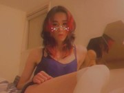 Femboy teases and jerks off in lingerie