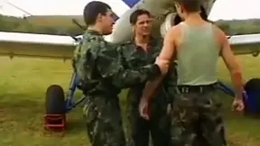 A sexy pilot gets seduced and fucked by a gay outdoors