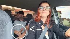 Naughty app driver catches passenger masturbating from behind!
