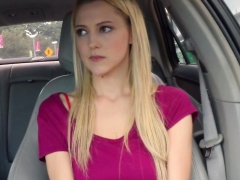 Busty american stranded teen fucked in car