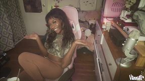 transparent fleshlight cock milking - trans girl vanniall stuffs her bbc in clear toy and cums on her own face! full cam show