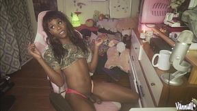 transparent fleshlight cock milking - trans girl vanniall stuffs her bbc in clear toy and cums on her own face! full cam show