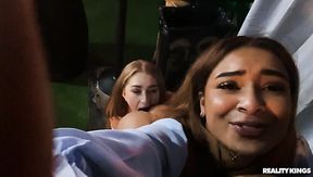 Unruly Pretty Blonde And Frisky Fit Bubble-booty Latina Hotties Go Sexually Nuts In a Night Club