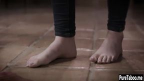 Crazy stepdad punished sexy blonde teen 18+ and fucked her