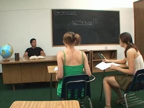 Cindy Sterling and Faith Leon Suck off and Cumswap Teacher in Detention