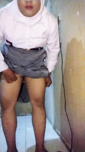 Hijab Waria Wears *** Uniform (again), Fulfills Her Fans' Wild Fantasies