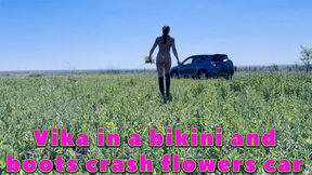 Vika in a bikini and boots crash flowers car_1080 hdr pro res_full video 23 min