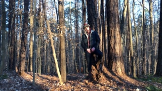 19 year old Jesse Gold jerks off in the woods in cowboy boots, denim, and flannel