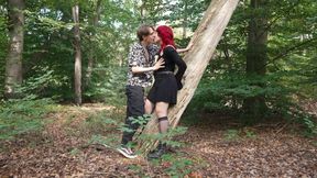 Public Forest Fuck - Hot Redhead Deepthroats Huge Cock in the Woods