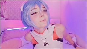 Rei Ayanami cums with dildo in pussy 1080