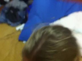 Aussie Michelle Sucks My Cock in a Pink Teddy, Black Suspenders Stockings