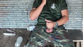 Horny Solider Thai Jerks off & Cums