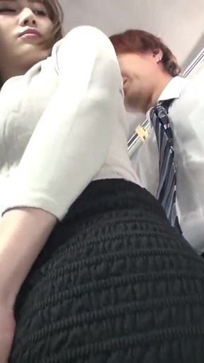 Crowded Bus Thrill. Husband Nearby, Tight Skirt Wife Feels a Bold Press and Quietly Guides It Closer in Risky Heat. - Part1