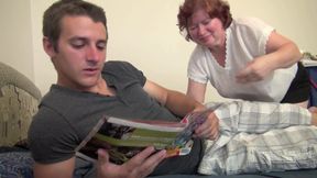 Chubby redhead granny gives boobjob and gets fucked