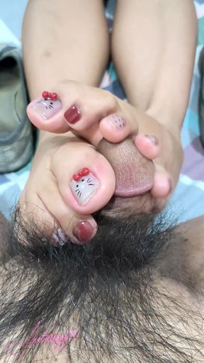 Acoletteyyy's Freshly Bared Feet From Dollshoes Feels So Tickish to His Cock Head That Made Him Cum Hard After Edging