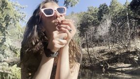 smokin on the dock of the pond
