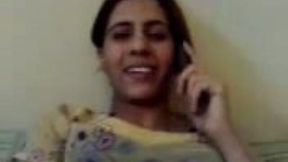 Smoking Indian whore lets me play with her titties and pussy while talking on a phone with her BF