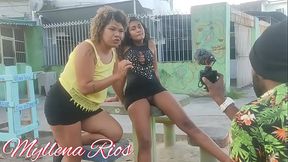 Teen Amador Novinha strips backstage and gives hotwife a blowjob