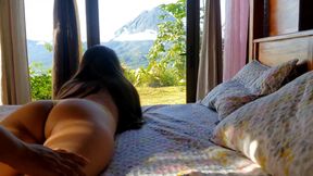 View of the ARENAL VOLCANO while they masturbate me