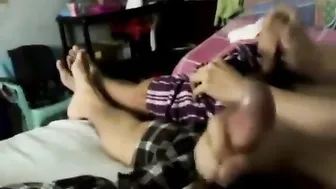 Twink nephews masturbate together on sofa and cum
