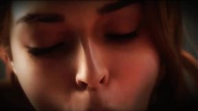Hot redhead girl sucks her man's cock and gets her mouth cummed (Full game in bio)