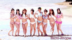 ”Japanese babes on the beach squirting from their cunts.”
