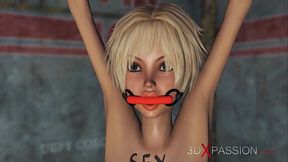 3d hot dickGirl 18+ plays with a horny shemale blonde in the industrial zone