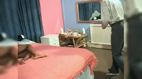 Naked Masked Black Woman Sits on a White Guys Face