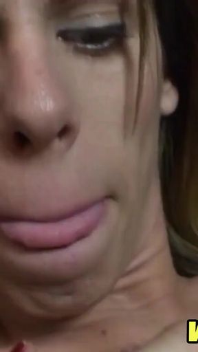 Epic moment from "Brunette TS Bia Bastos solo cock wanking play"