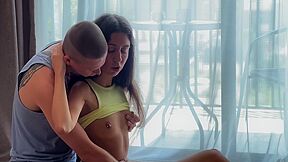 Bi Threesome - Stepdad Seduces Stepdaughter And Her Boyfriend During Training For Passionate Sex