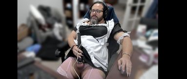 Using a vibrator on my locked up useless sissy clitty