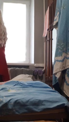 Memorable moment from &quot;Blonde Stepmom Seduces Redhead Stepdaughter and Fucks Her While Her Husband Takes a Shower&quot;