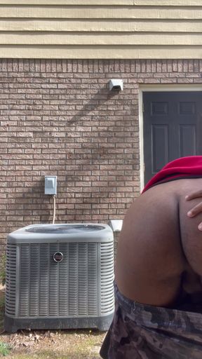 FemBoy plays with ass outside