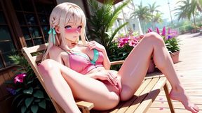 Blonde Beautys Private Masturbation on Sunny Tropical Terrace From Shy to Completely Addicted