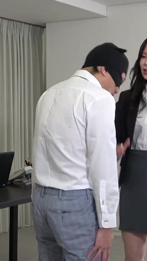 Masochistic subordinate falls prey to his Japanese female boss   Clip 1