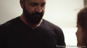 TS Nicole Knight covered in creamy cum after seducing Dominic Pacifico