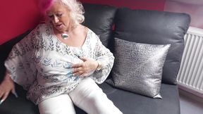 Mature Woman Massages Her Huge Tits