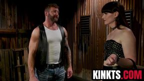 Brunette Natalie Mars roughly fucks submissive stud Colby Jansen