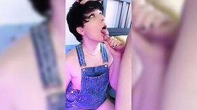 Sexy femboy makes a great blowjob and lets you lick his big ass.