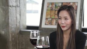 Shy Japanese babe gets too relaxed after a glass of wine