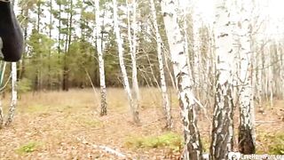 Stepmom takes a rough penis into the woods