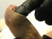 ForeSkin play in Latex Gloves