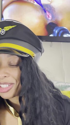 Flight Attendant Worships Her Stinky Pantyhose Feet
